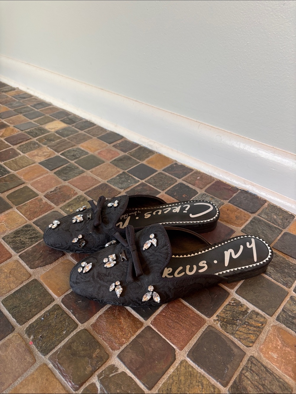 Sam Edelman Black Embellished Slip-On Mules - Picture 3 of 3